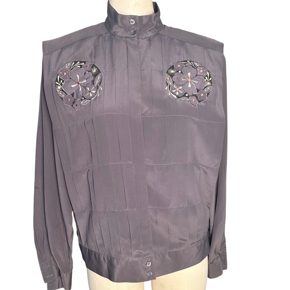 Vintage 1983 Mercedes & Adrienne 100% Silk Art-to-Wear Bomber Size 4 Embroidered